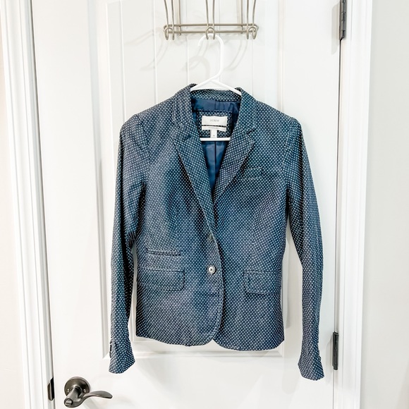 J. Crew Navy Polka Dot Schoolboy Blazer Jacket Size 00 - Picture 3 of 10